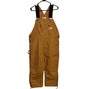 Woodsman M-S Brown Duck Canvas Insulated Bib Overalls 38" Waist 20" Inseam